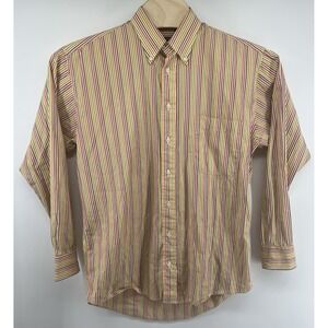 Burberry Button Down Shirt Mens Medium Vertical Striped USA Made Multicolor